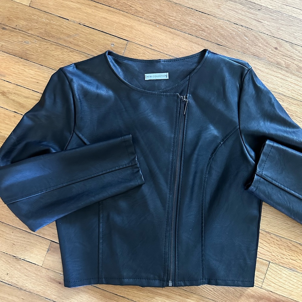 Faux leather asymmetrical jacket